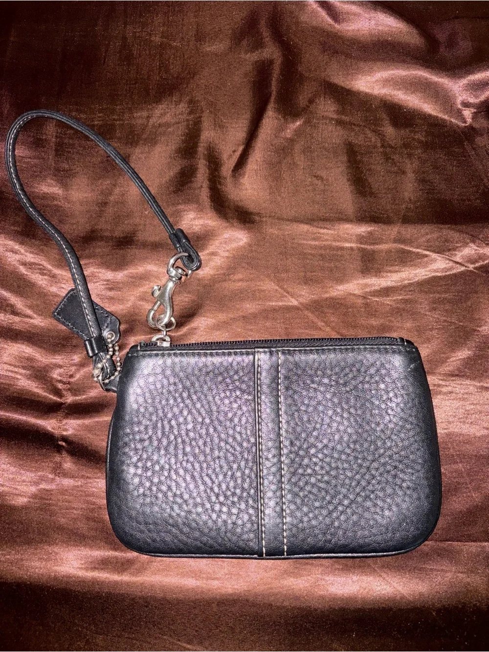 Coach Black Leather Wristlet with Detachable Strap